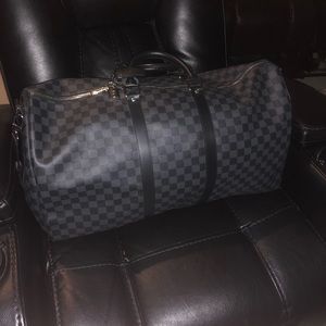 louis vuitton grey duffle bag